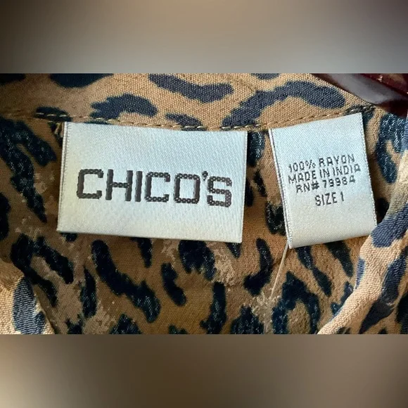 Chico's Brown and Black Animal Print Sleeveless Notched Collar Midi Dress Set - Picture 2 of 16